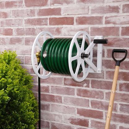 Hampton Bay 200 ft White Steel Dual mount Wall Mounted Garden Hose Reel