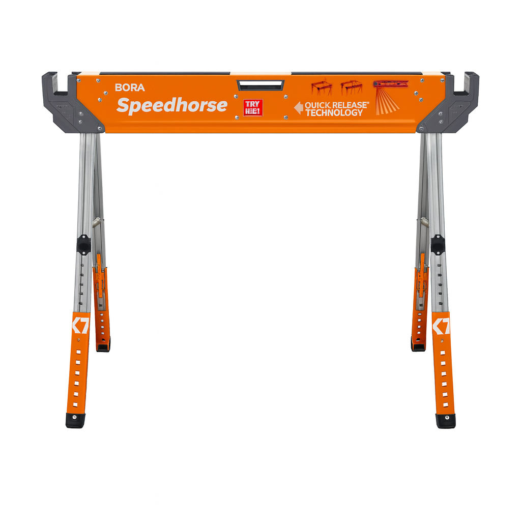 BORA 30 in. to 36 in. H Steel Speed Horse XT Adjustable Height Sawhorse with Auto Release Legs