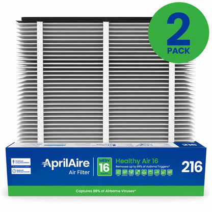 AprilAire 216 20 in x 25 in x 4 in MERV 16 Pleated Filter For Air Cleaner Models 1210 1620 2210 2216 3210 4200 1 Pack 216