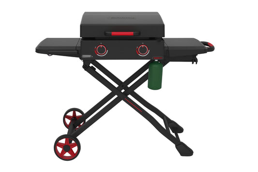 Nexgrill Daytona 2 Burner Propane Gas Grill 21 in Flat Top Griddle with Foldable Cart in Black