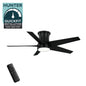 Hampton Bay Mena 44 in White Color Changing Integrated LED Indoor Outdoor Matte Black Hugger Ceiling Fan with Light Kit and Remote