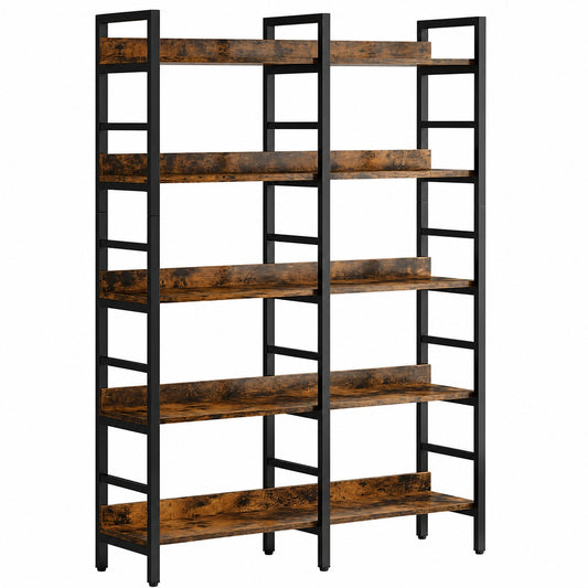 TRIBESIGNS WAY TO ORIGIN Perry 47 2 in Wide Rustic Brown 5 Shelf Etagere Bookcase with Open Back HD ZY1290U