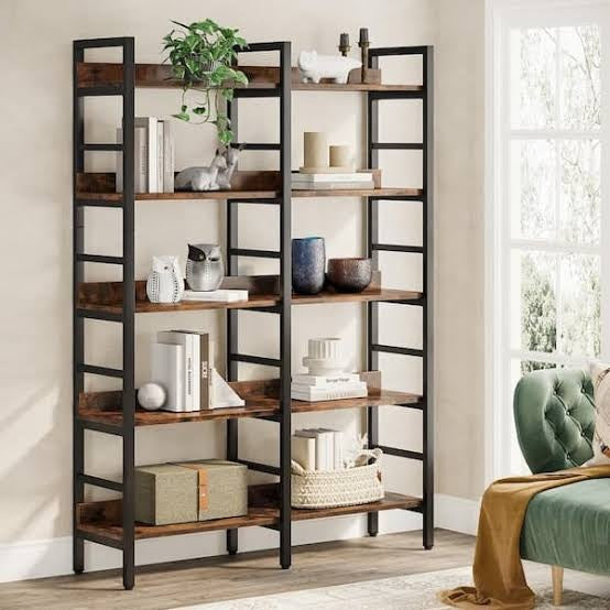 TRIBESIGNS WAY TO ORIGIN Perry 47 2 in Wide Rustic Brown 5 Shelf Etagere Bookcase with Open Back HD ZY1290U