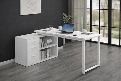 Fufu Gaga 55 1 W L Shape Wooden Computer Desk White Finish With 1 Drawer Open Shelves And Eco Friendly Paint Finish