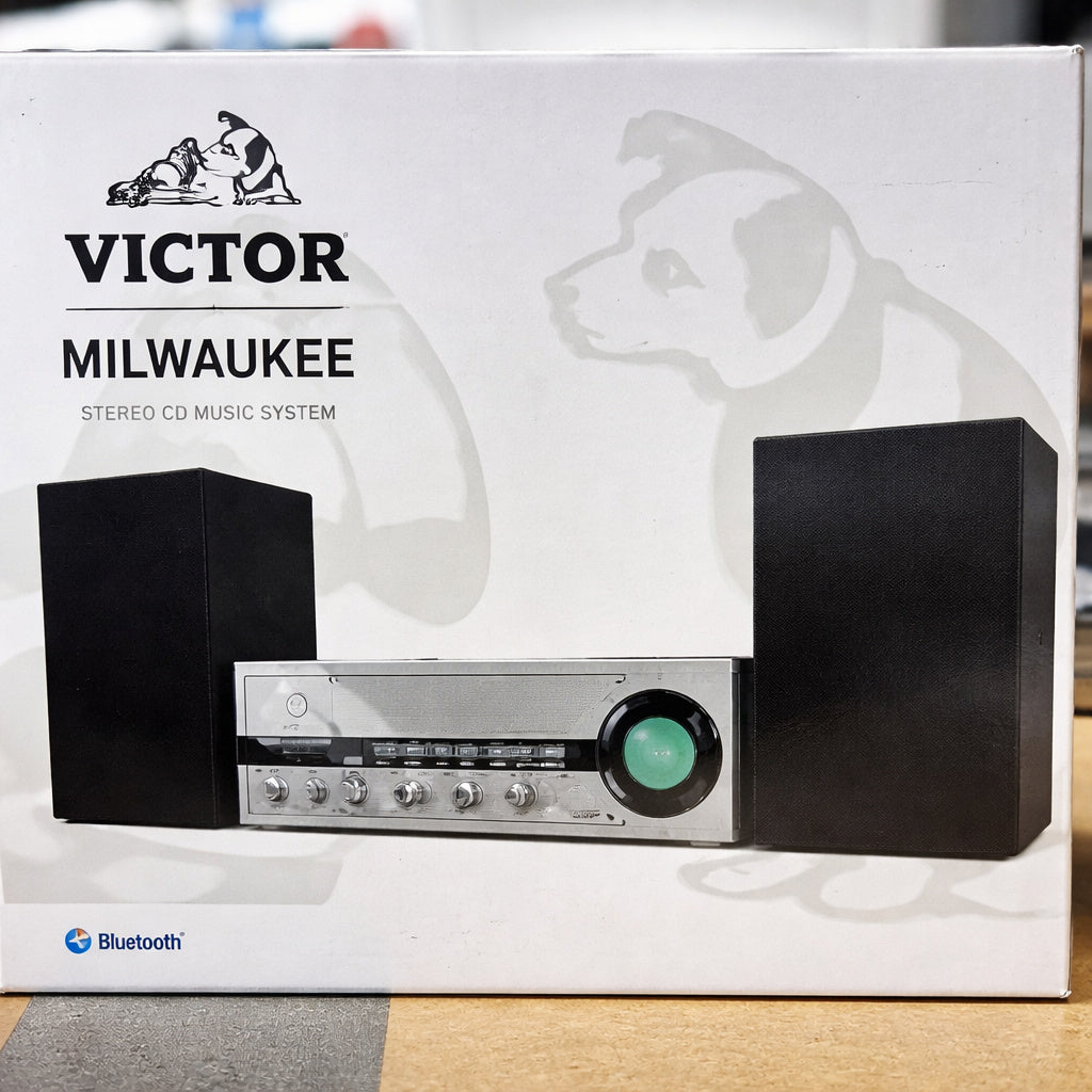 Victor Milwaukee 50 Watt Desktop CD Stereo System with Bluetooth in Black