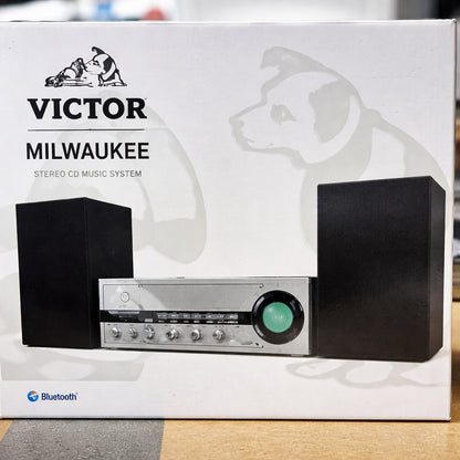 Victor Milwaukee 50 Watt Desktop CD Stereo System with Bluetooth in Black