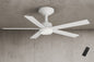 Hawkspur 52 in. Indoor/Outdoor Matte White Low Profile Ceiling Fan with Adjustable White LED with Remote Included AK424 MWH