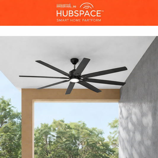 Home Decorators Collection Kensgrove II 72 in Smart Indoor Outdoor Matte Black Ceiling Fan with Remote Included Powered by Hubspace