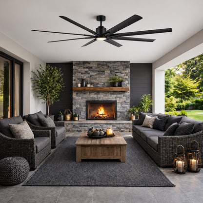 Home Decorators Collection Kensgrove II 72 in Smart Indoor Outdoor Matte Black Ceiling Fan with Remote Included Powered by Hubspace N608 MBK