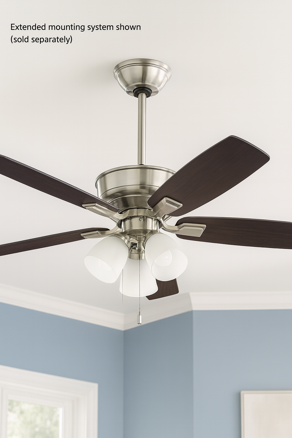 Hampton Bay Devron II 52 in. Indoor Brushed Nickel LED Ceiling Fan with Light Kit, Downrod and Reversible Blades