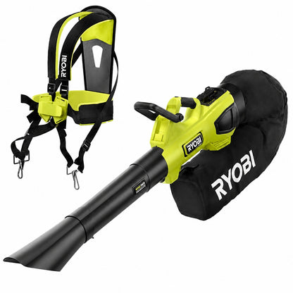 RYOBI 40V HP Brushless 100 MPH 600 CFM Cordless Leaf Blower Mulcher Vacuum with 2 4 0 Ah Batteries and Charger RY404150