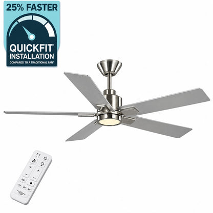 Hampton Bay Zandra 52 in White Changing Integrated LED Indoor Brushed Nickel Ceiling Fan w Light Kit and Remote Powered by Hubspace 92380