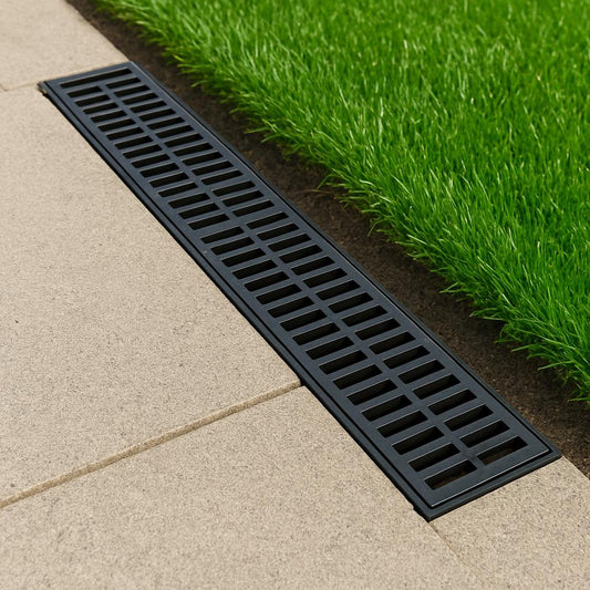 Trench Drain System 39 in. L x 5.8 in. W x 5.2 in. D Channel Drain with Plastic Grate and End Cap Drainage Trench 3 Pack 840281518692 VEVOR