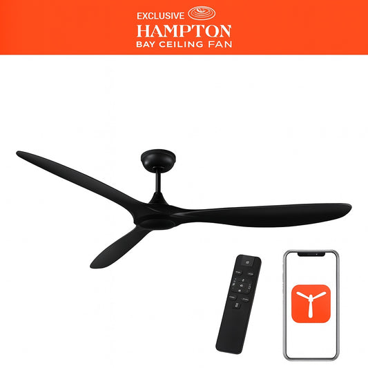 Home Decorators Collection Tager 60 In Smart Indoor Outdoor Matte Black With Matte Black Blades Ceiling Fan With Remote Powered By Hubspace