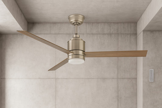 Pavilion 56 in. Indoor Satin Nickel Ceiling Fan with Adjustable White Integrated LED with Remote Included AK438 SN