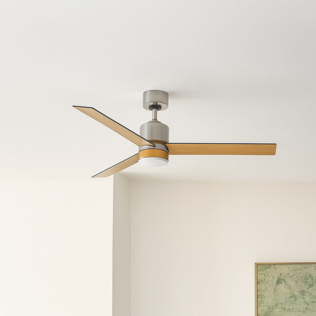 Pavilion 56 in. Indoor Satin Nickel Ceiling Fan with Adjustable White Integrated LED with Remote Included AK438 SN