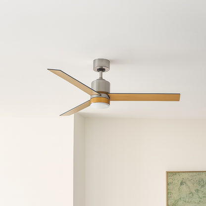 Pavilion 56 in. Indoor Satin Nickel Ceiling Fan with Adjustable White Integrated LED with Remote Included AK438 SN