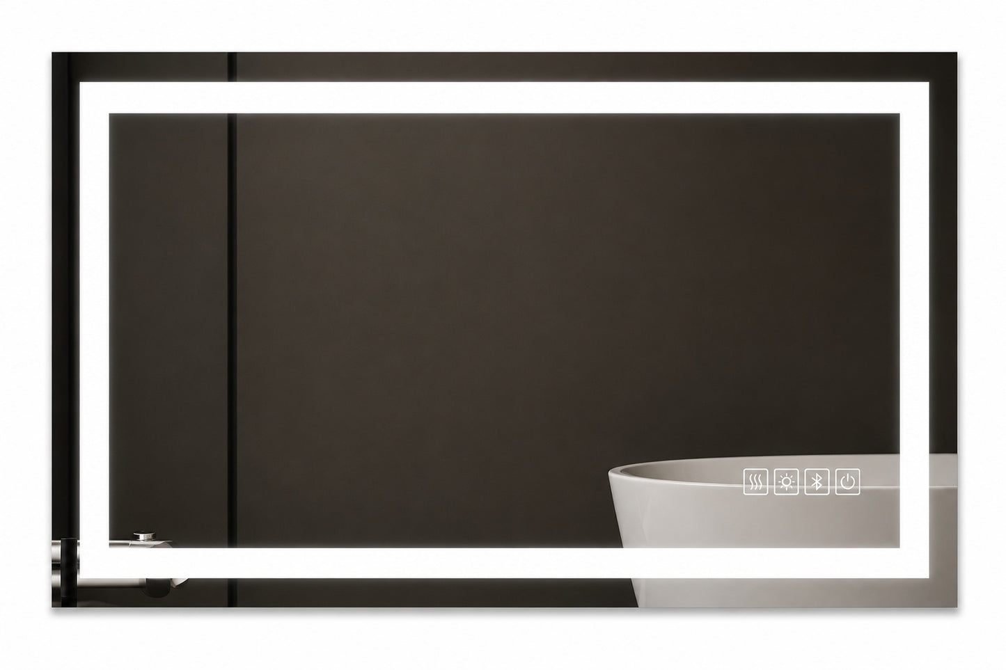 KINWELL 24 in W x 40 in H Rectangular Frameless Anti Fog LED Light Wall Mount Bathroom Vanity Mirror in Tempered Glass
