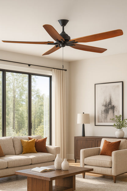Hampton Bay Danetree 72 in. Indoor/Outdoor Natural Iron Ceiling Fan with Hand Carved Wood Blades and Remote Control Included