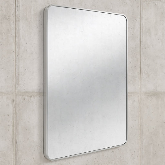 24 in. W x 30 in. H Rectangular Aluminum Frame Framed Wall Bathroom Vanity Mirror in Silver (Screws Not Included)
