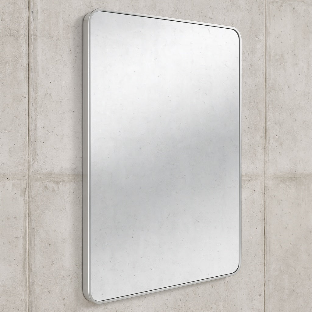 Home Decorators Collection 24 in. W x 30 in. H Rectangular Aluminum Frame Framed Wall Bathroom Vanity Mirror in Silver (Screws Not Included)