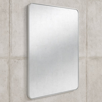 Home Decorators Collection 24 in. W x 30 in. H Rectangular Aluminum Frame Framed Wall Bathroom Vanity Mirror in Silver (Screws Not Included)