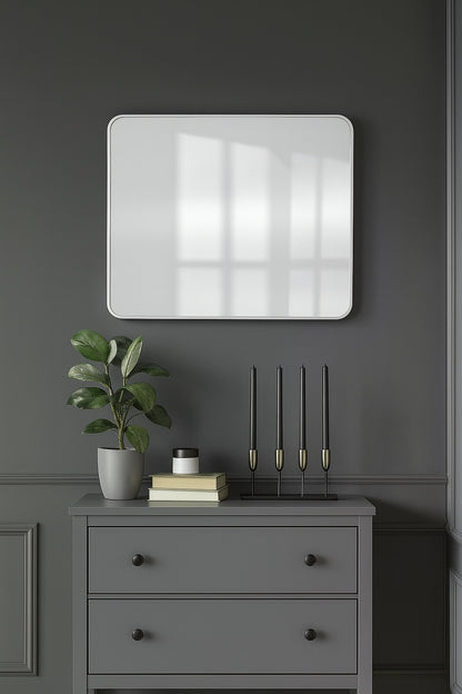 Home Decorators Collection 24 in. W x 30 in. H Rectangular Aluminum Frame Framed Wall Bathroom Vanity Mirror in Silver (Screws Not Included)