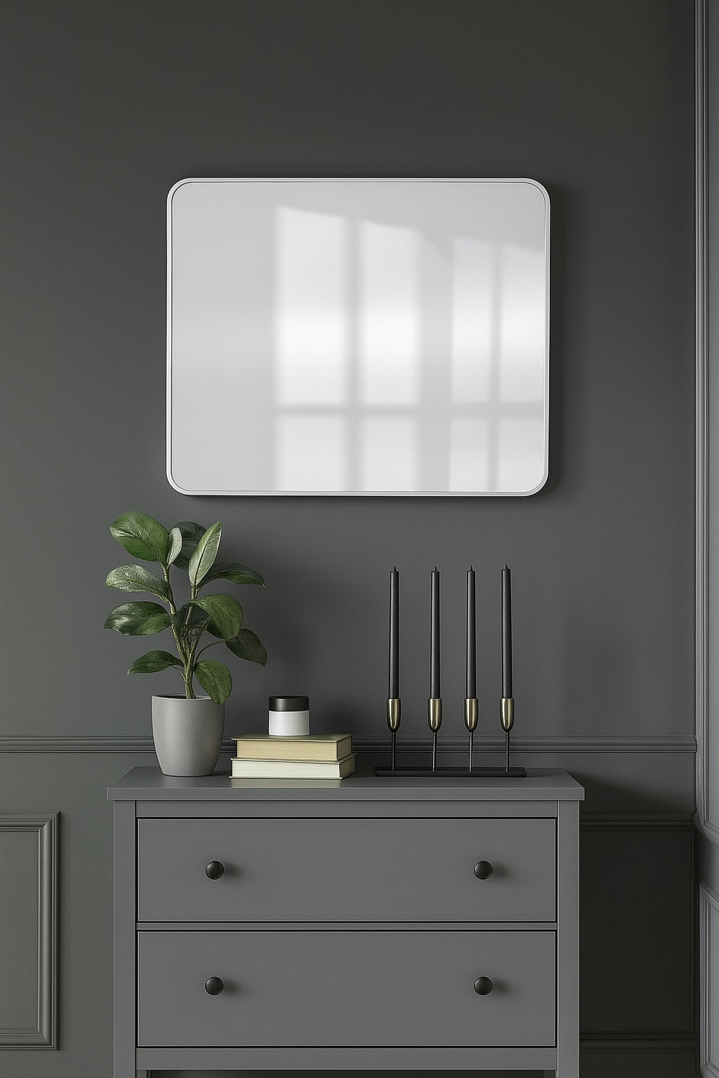 24 in. W x 30 in. H Rectangular Aluminum Frame Framed Wall Bathroom Vanity Mirror in Silver (Screws Not Included)