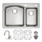 Glacier Bay Bratten 33 in Drop In 60 40 Double Bowl 18 Gauge Stainless Steel Kitchen Sink with Pull Down Faucet VT3322TA2PA1