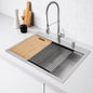 Glacier Bay Zero Radius 33 in Drop In 50 50 Double Bowl 18 Gauge Stainless Steel Workstation Kitchen Sink with Spring Neck Faucet