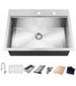 Glacier Bay Zero Radius 32 in Drop In Single Bowl 18 Gauge Stainless Steel Workstation Kitchen Sink with Spring Neck Faucet