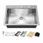 Glacier Bay Zero Radius 27 in Drop In Single Bowl 18 Gauge Stainless Steel Workstation Kitchen Sink with Spring Neck Faucet