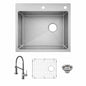 Glacier Bay Dolancourt Tight Radius 25 in Drop In Single Bowl 18 Gauge Stainless Steel Kitchen Sink with Pull Down Faucet