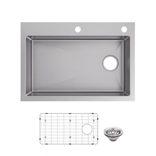 Glacier Bay Tight Radius 30 in. Drop-In Single Bowl 18 Gauge Stainless Steel Kitchen Sink with Pull-Down Faucet
