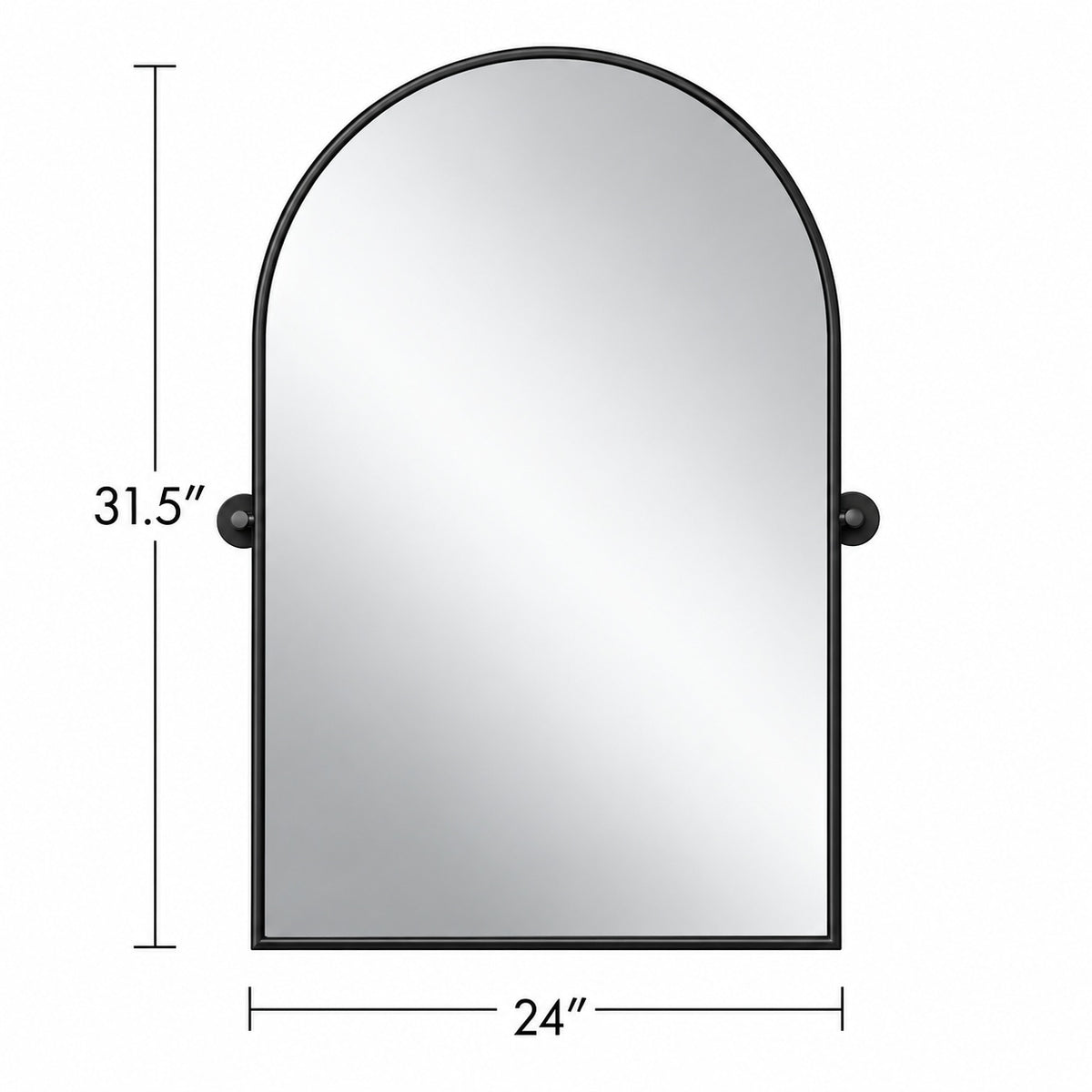 Dovelina 24 in W x 31 5 in H Modern Arch Top Metal Framed Black Pivoted Wall Vanity Mirror A MR01070