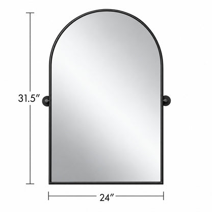 Dovelina 24 in W x 31 5 in H Modern Arch Top Metal Framed Black Pivoted Wall Vanity Mirror A MR01070