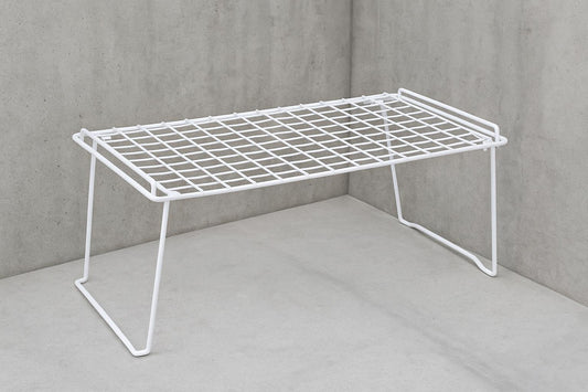 Stacking Cabinet Shelf Rack Kitchen Large 16 x 10 in.- White