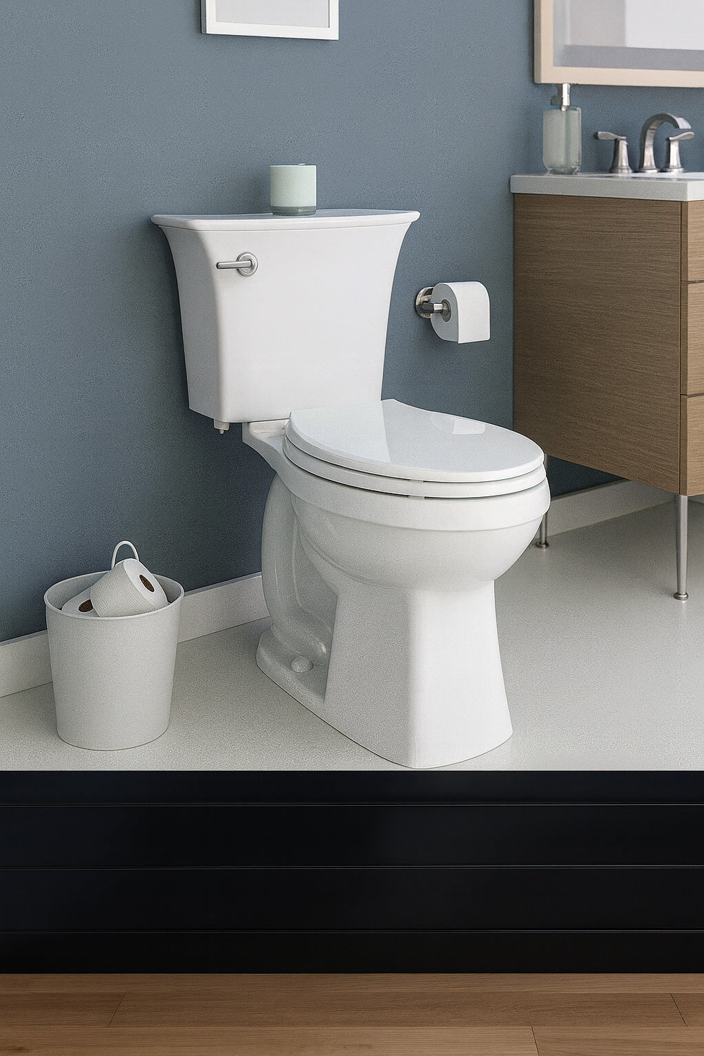 American Standard Rumson 2-Piece 1.28 GPF Single Flush Elongated Toilet in White Seat is Included