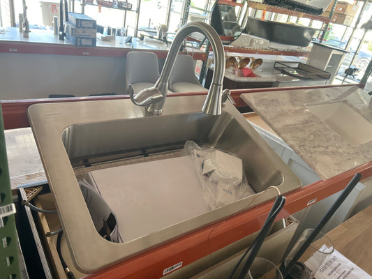 Glacier Bay 33 in. Drop-In Single Bowl 18 Gauge Stainless Steel Kitchen Sink with Pull-Down Faucet