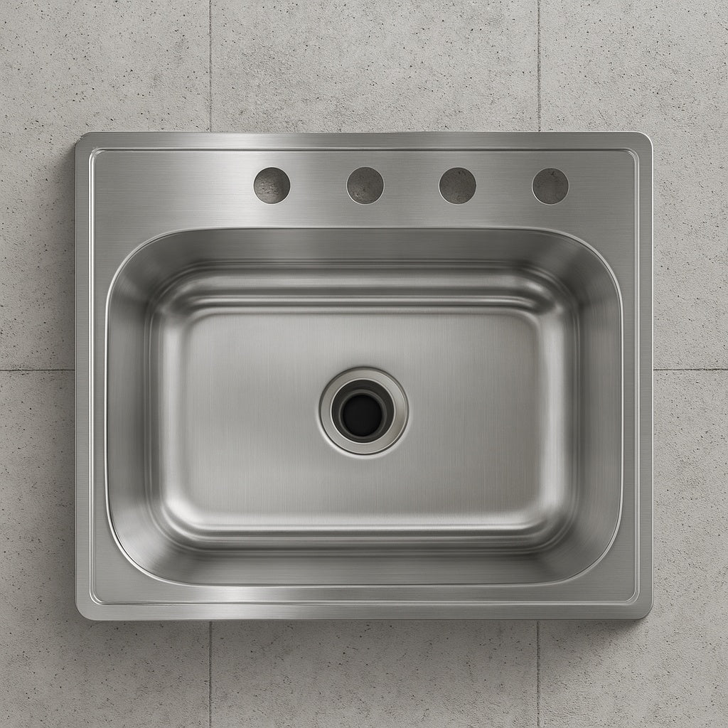 25 in. Drop In Single Bowl 22 Gauge Stainless Steel Kitchen Sink with Faucet and Sprayer VT2522A17