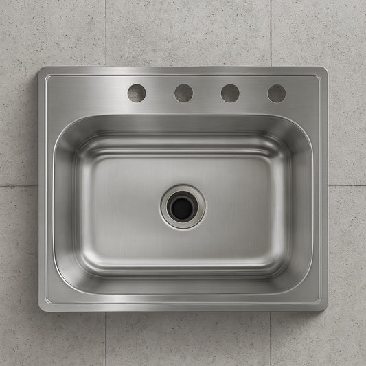 25 in. Drop In Single Bowl 22 Gauge Stainless Steel Kitchen Sink with Faucet and Sprayer VT2522A17