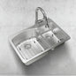 33 in. Drop-In 60/40 Double Bowl 18 Gauge Stainless Steel Kitchen Sink with Pull-Down Faucet