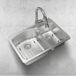 Glacier Bay 33 in Drop In 60 40 Double Bowl 18 Gauge Stainless Steel Kitchen Sink with Pull Down Faucet