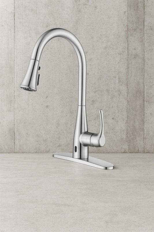 Marcie Single-Handle Integrated Pull Down Touchless Kitchen Faucet in Stainless Steel