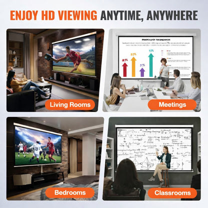 VEVOR Projector Screen 100 in Retractable Pull Down Projector Screen 16 9 4K Auto Locking Portable Movie Screen Manual