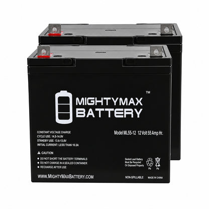 MIGHTY MAX BATTERY 12 Volt 55AH 45825 Battery Scooter Wheelchair Mobility Deep Cycle 2 Pack