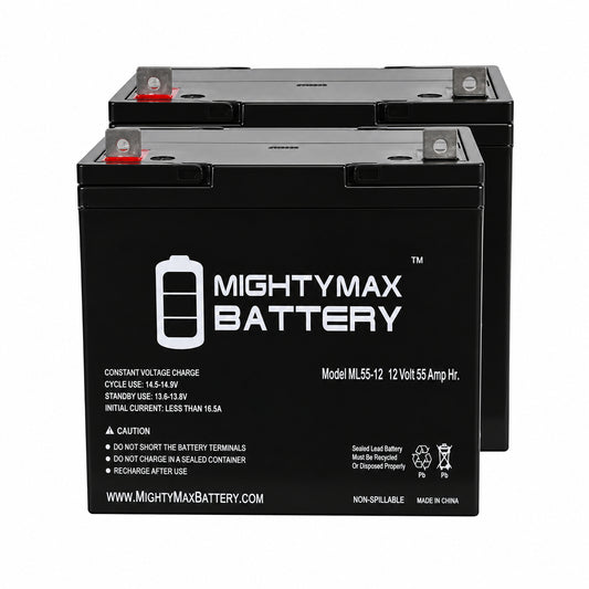 MIGHTY MAX BATTERY 12 Volt 55AH 45825 Battery Scooter Wheelchair Mobility Deep Cycle 2 Pack