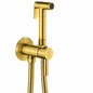 UKISHIRO Viki Single Handle Bidet Faucet with Sprayer Holder Solid Brass Rough in Valve and SUS304 Bidet Hose in Brushed Gold SMDJEN627016