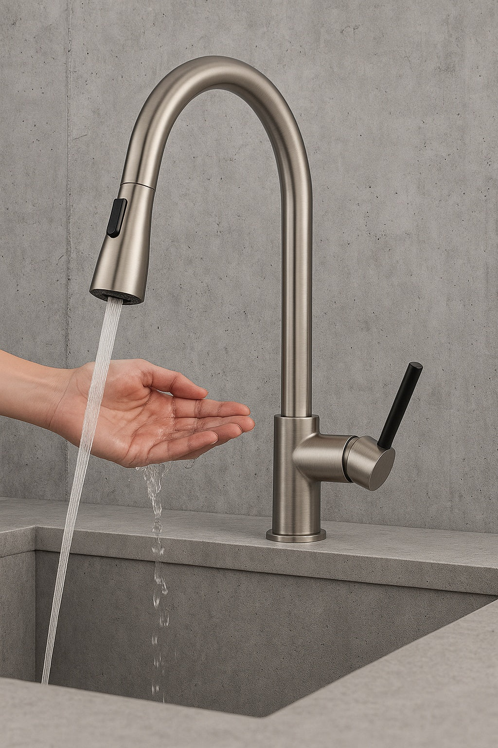 Kitchen Faucet With Pull Out Sprayer One Handle Kitchen Sink Faucet 1 Hole Smart Hand Free Taps Brushed Nickel Cc 0016 Bn