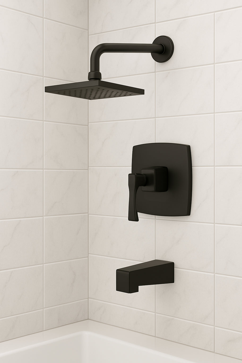Calandine Single-Handle 1-Spray Tub and Shower Faucet in Matte Black (Valve Included)